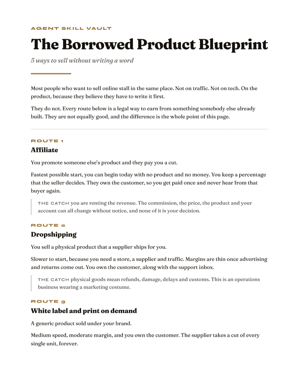 Page one of The Borrowed Product Blueprint