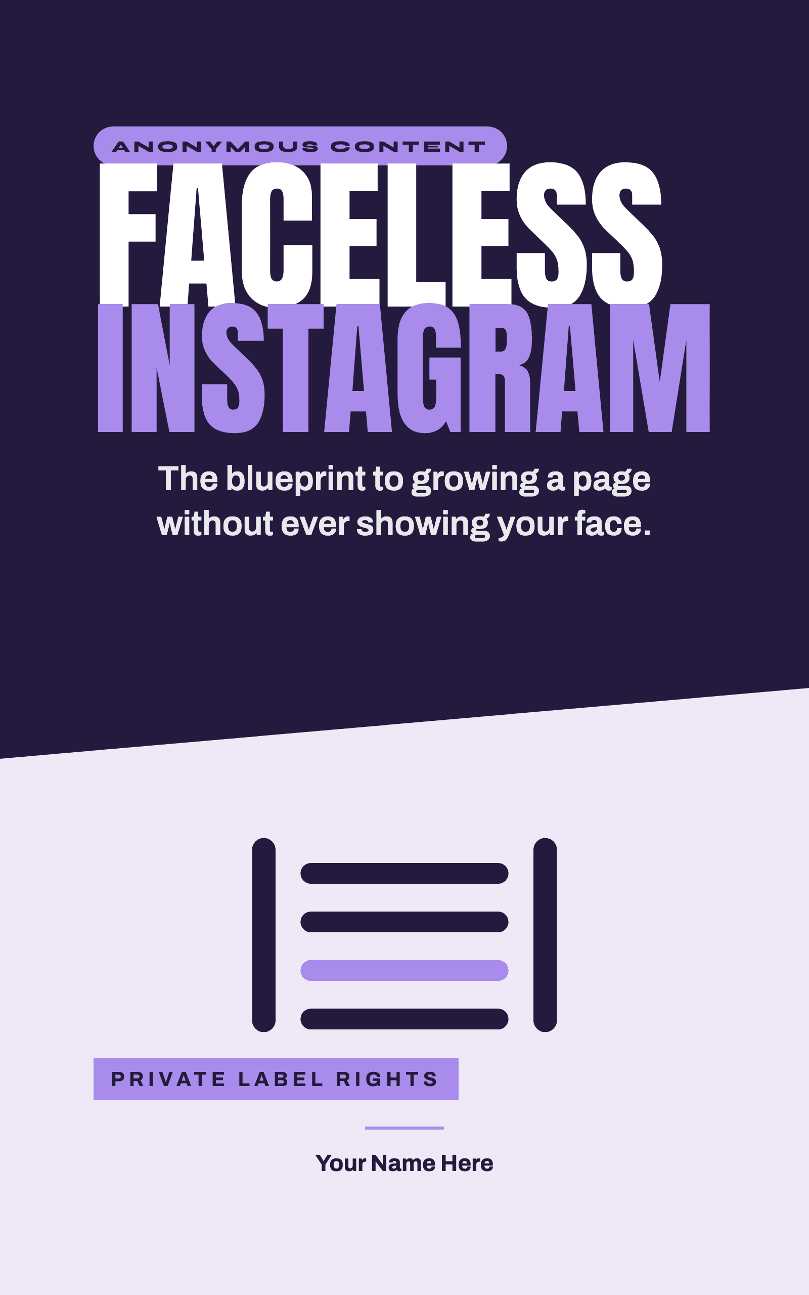 Faceless Instagram, rebrandable PLR ebook cover