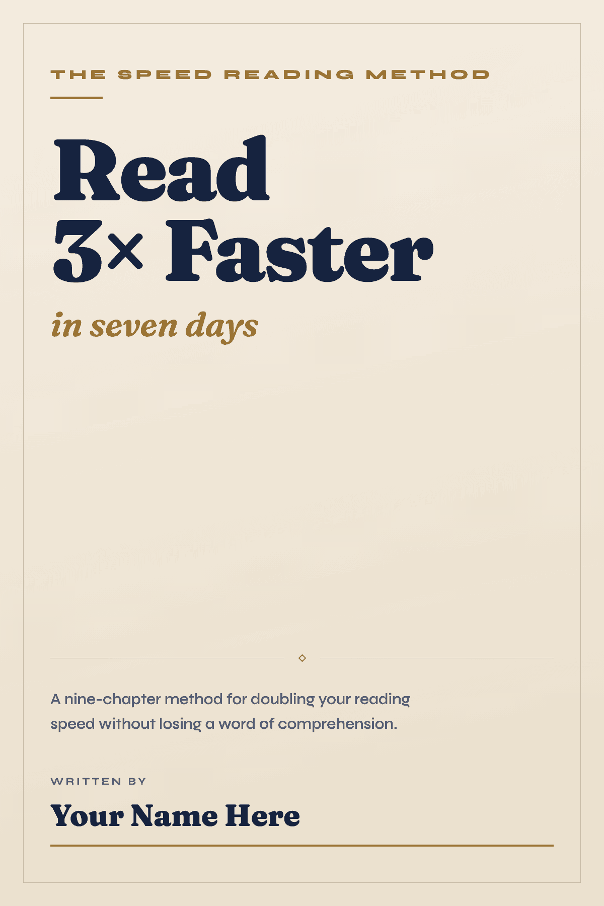 Read 3x Faster in 7 Days, general audience edition, rebrandable PLR ebook cover